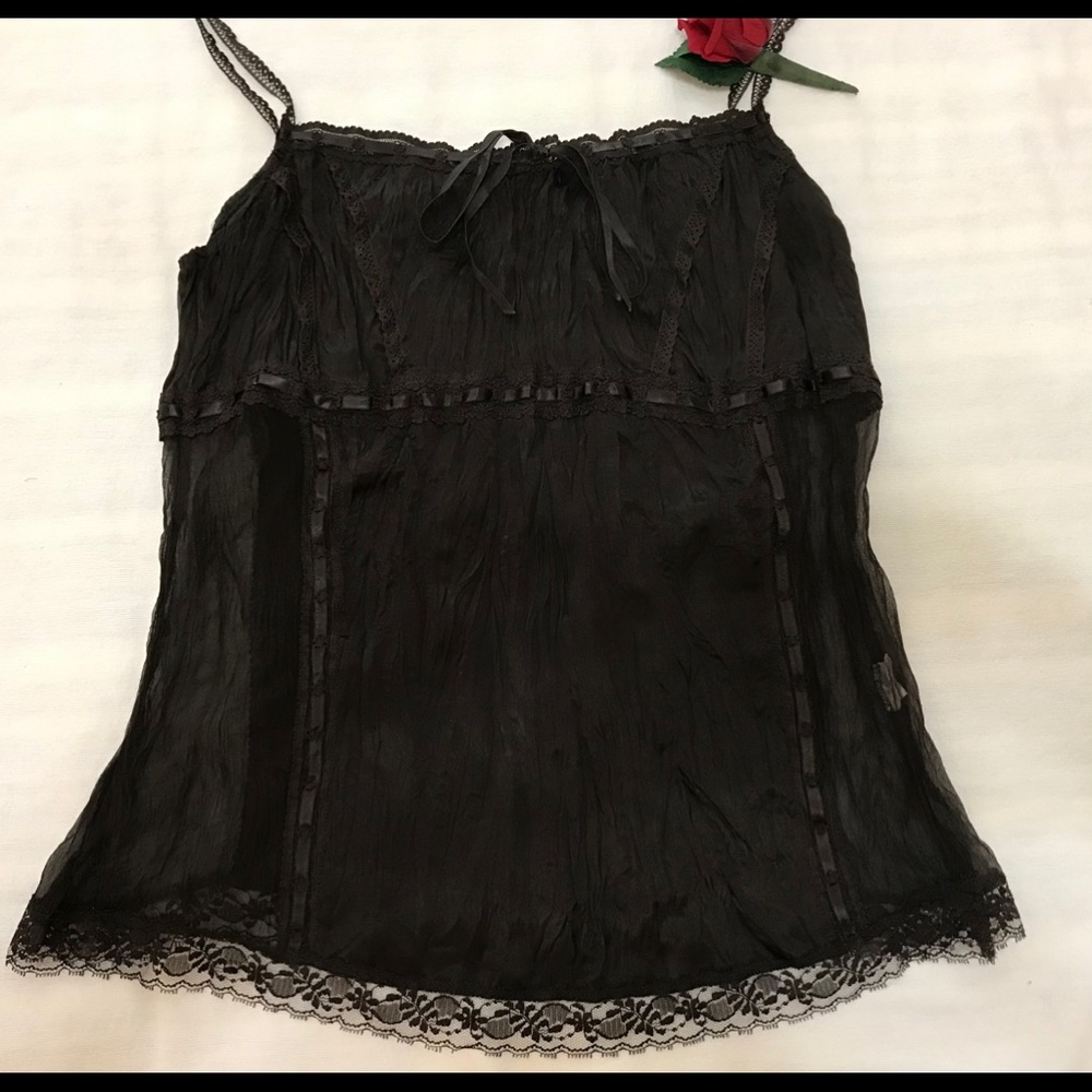 BCBGMaxAzria black lace camisole L
